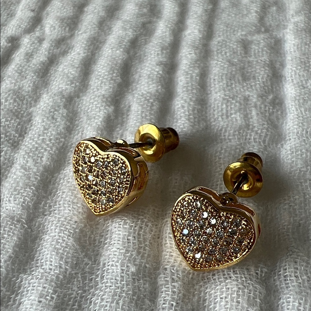 NEW • GP Pave Cubic Zirconia Heart Shaped Earrings
